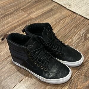 Black leather hi-top VANS sk8
